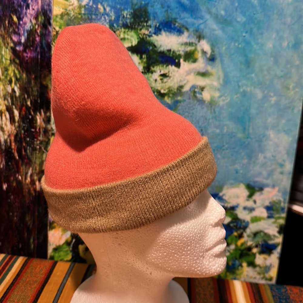 Beanie cap peach beige new hat soft comfy reversible fabric warm Ecuadorian new